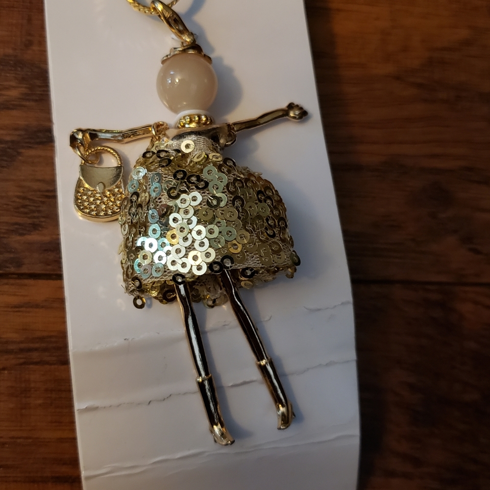 Simplicity Gold and Black Sequin Necklace